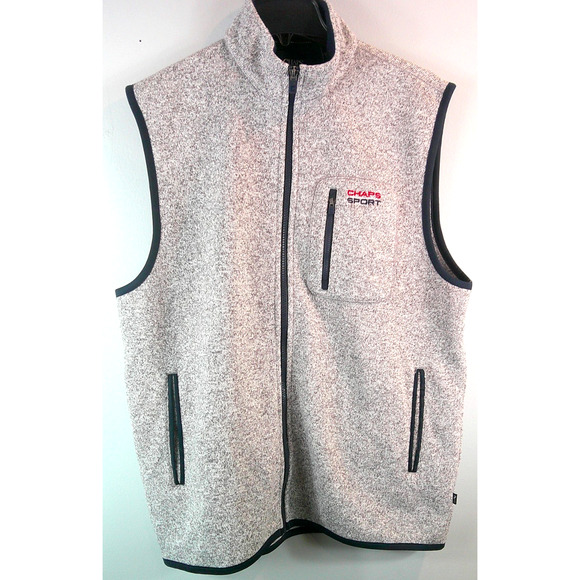 Chaps Men's Sleeveless Fleece Vest Full Zip Size Large Gray Pockets - Picture 1 of 9